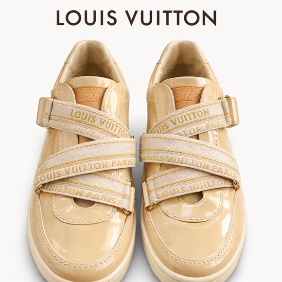 Louis Vuitton Patent Leather Trainers Sneakers with Velcro straps 37.5 7.5